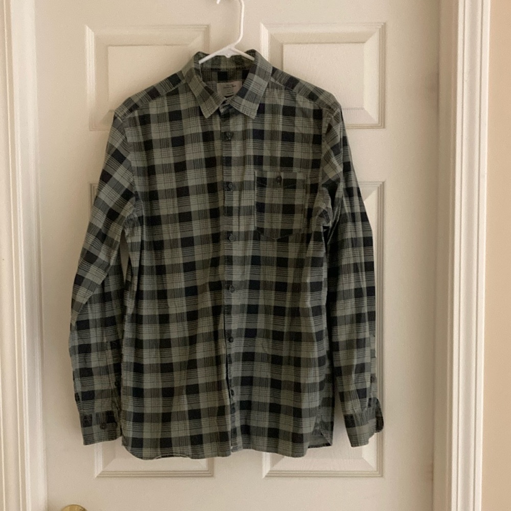 Men's Jack & Jones Button-Down Shirt - Large - Dk Grey/Dk Green